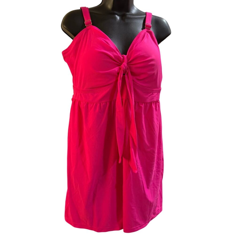 NEW Hanna Nikole Women's Plus Size One-Piece Swim Romper Hot Pink Size 20W